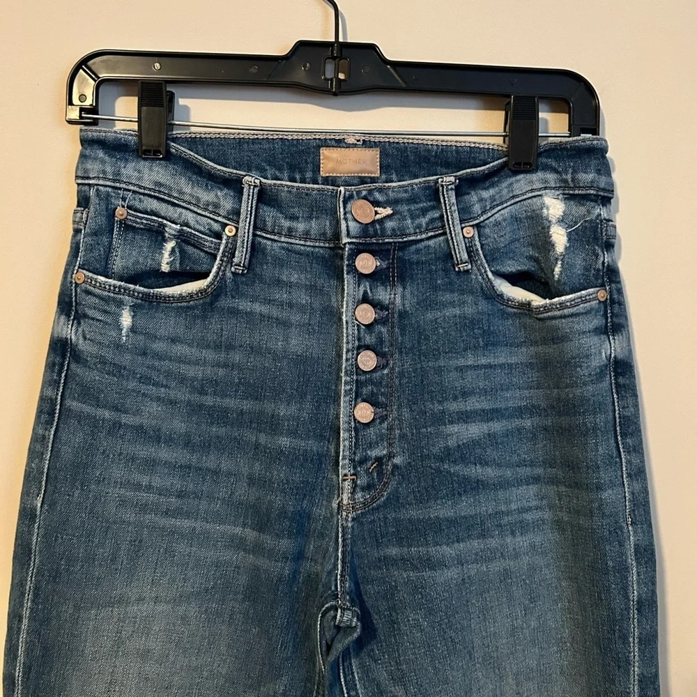 Mother Denim Pixie Dazzler Ankle Fray Jeans in Love Pop Size 28